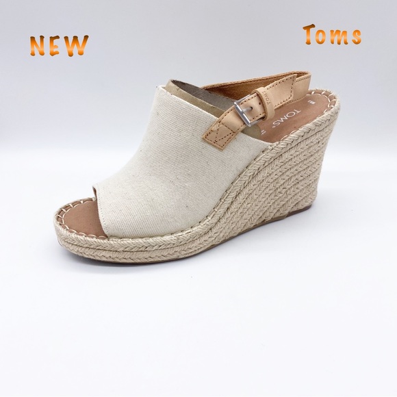 Toms Shoes - NEW-Toms Linen canvas Peep toe espadrille 9.5